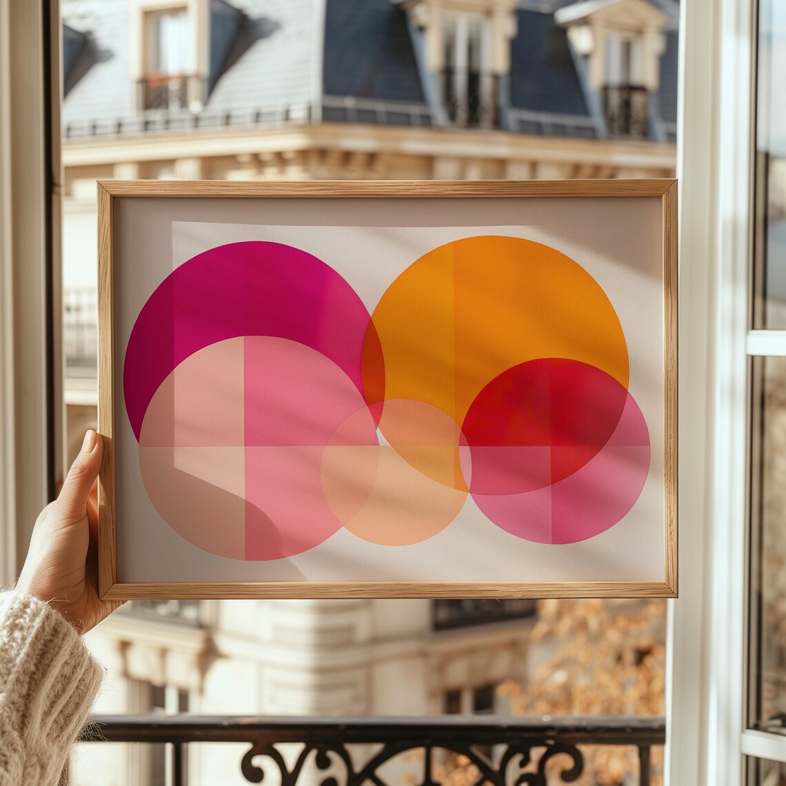 Pink Circle Abstract, Vibrant Dopamine Art Print