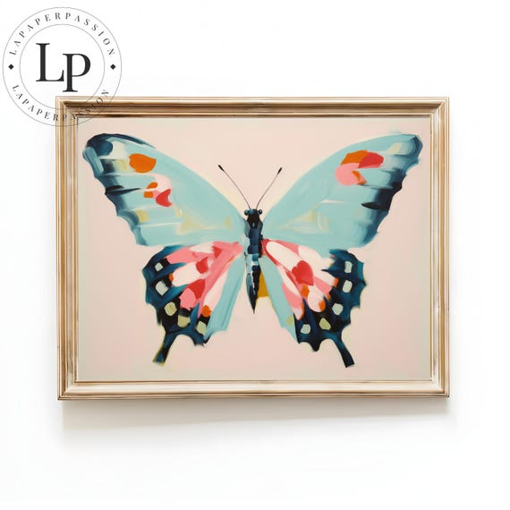 Colorful Butterflies Art Print, Girls Room Decor