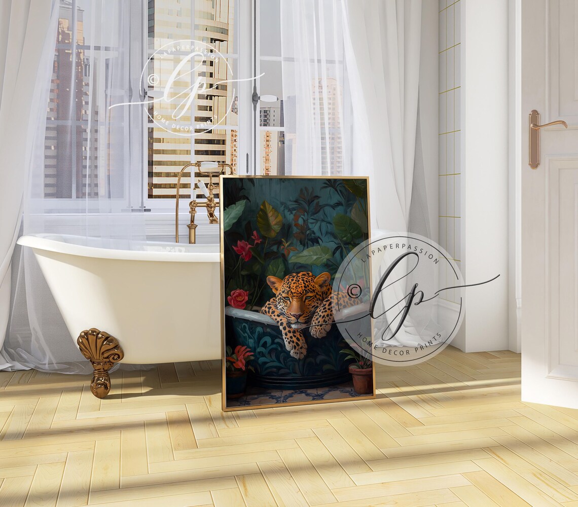 Leopard In The Bath, Maximalist Bathroom Decor - Image 3
