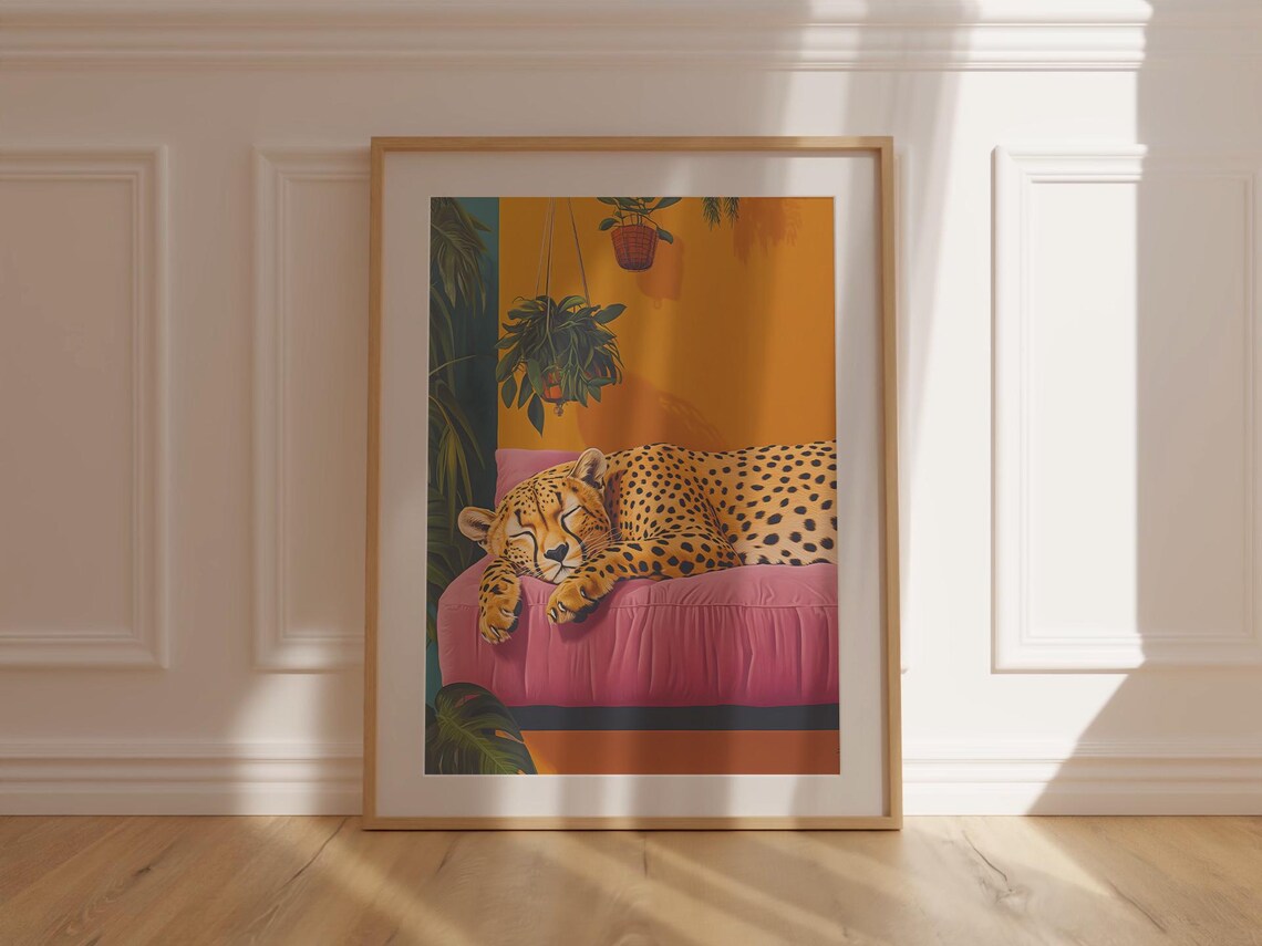 Sleeping Cheetah Maximalist Poster, Dopamine Decor - Image 3