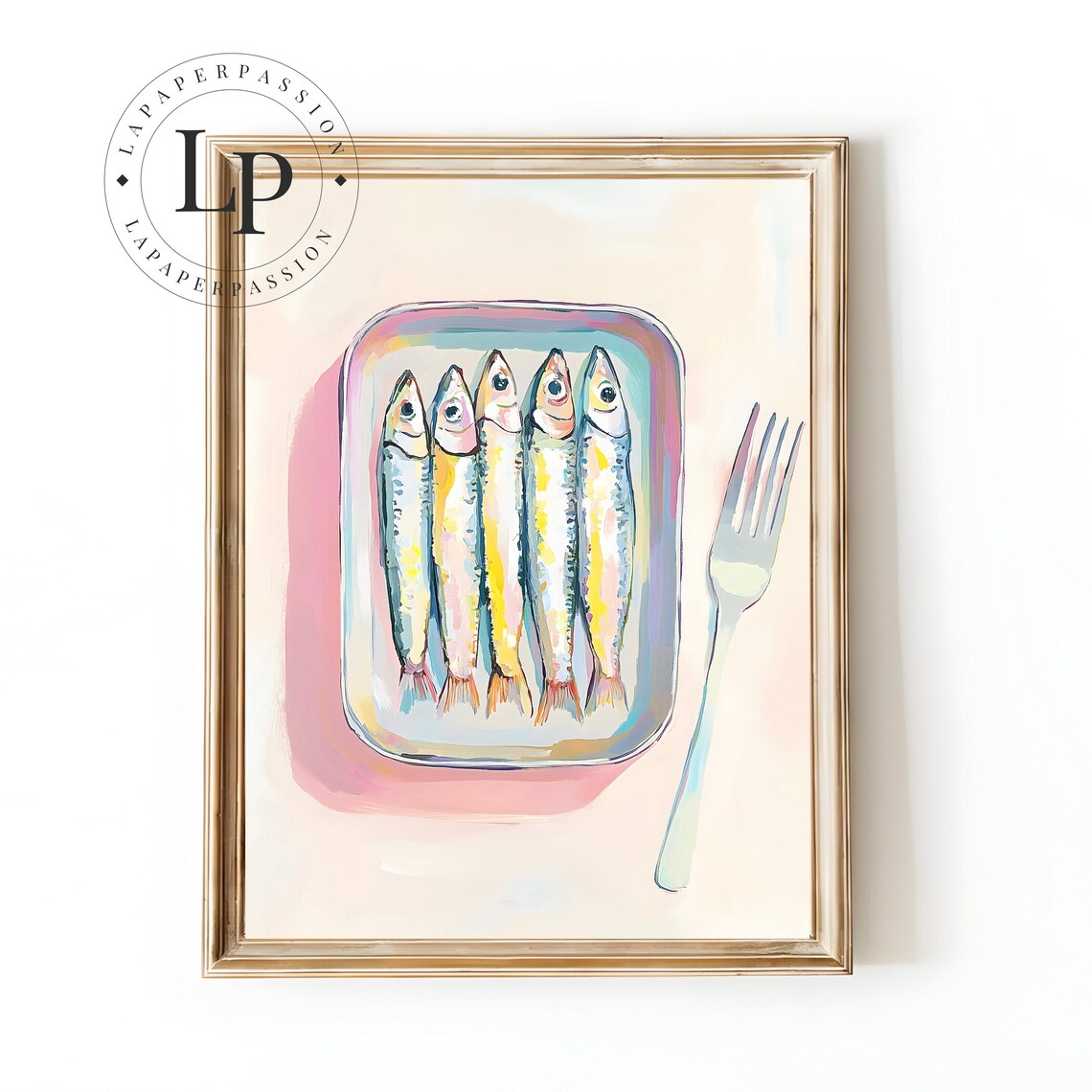 Sardines Print, Vintage Retro Kitchen Decor