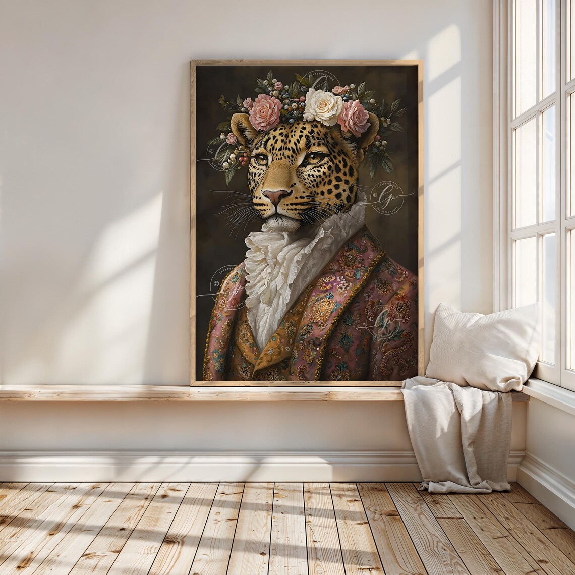 Aristocratic Leopard Floral Crown Baroque Style Maximalist Poster - Image 2