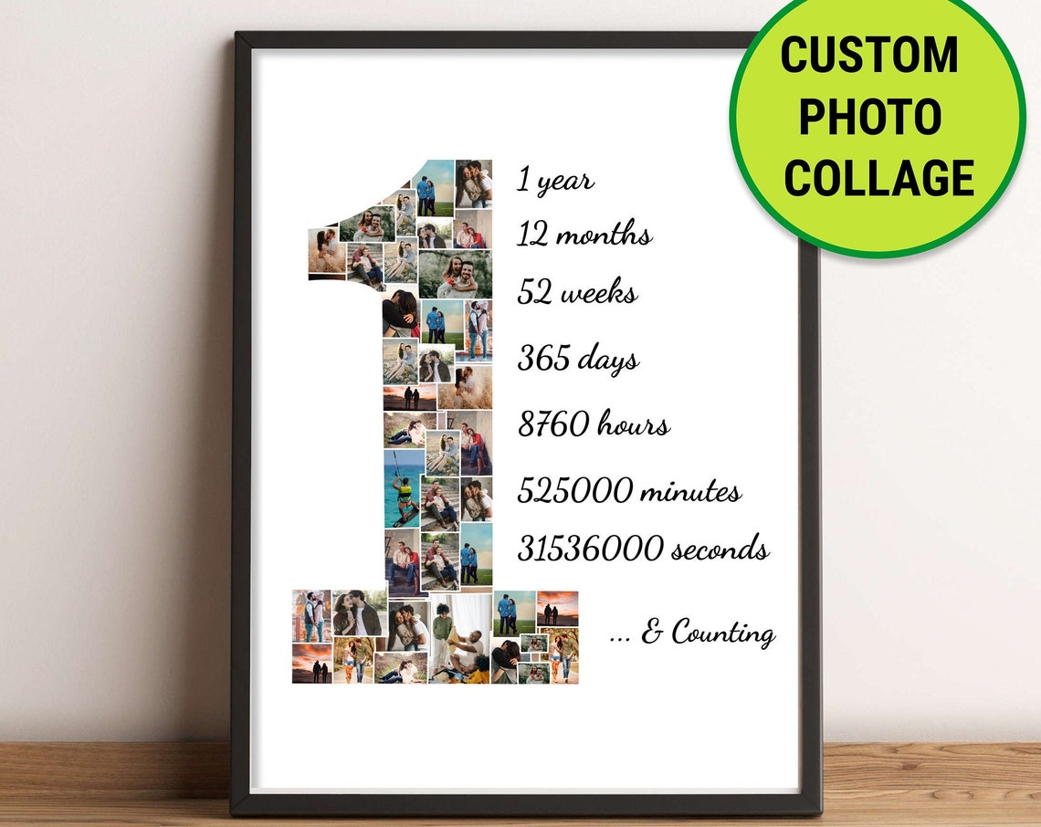 1st Anniversary Number 1 Photo Collage And Counting Love Poster
