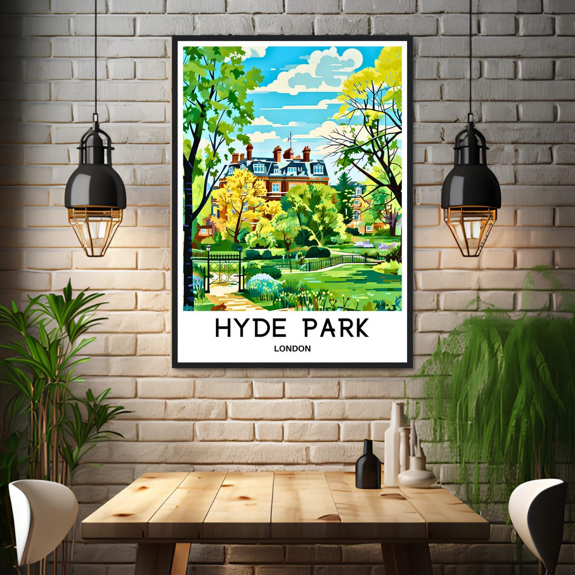Hyde Park Leafy Garden Path Historic Building London England Poster - Image 3
