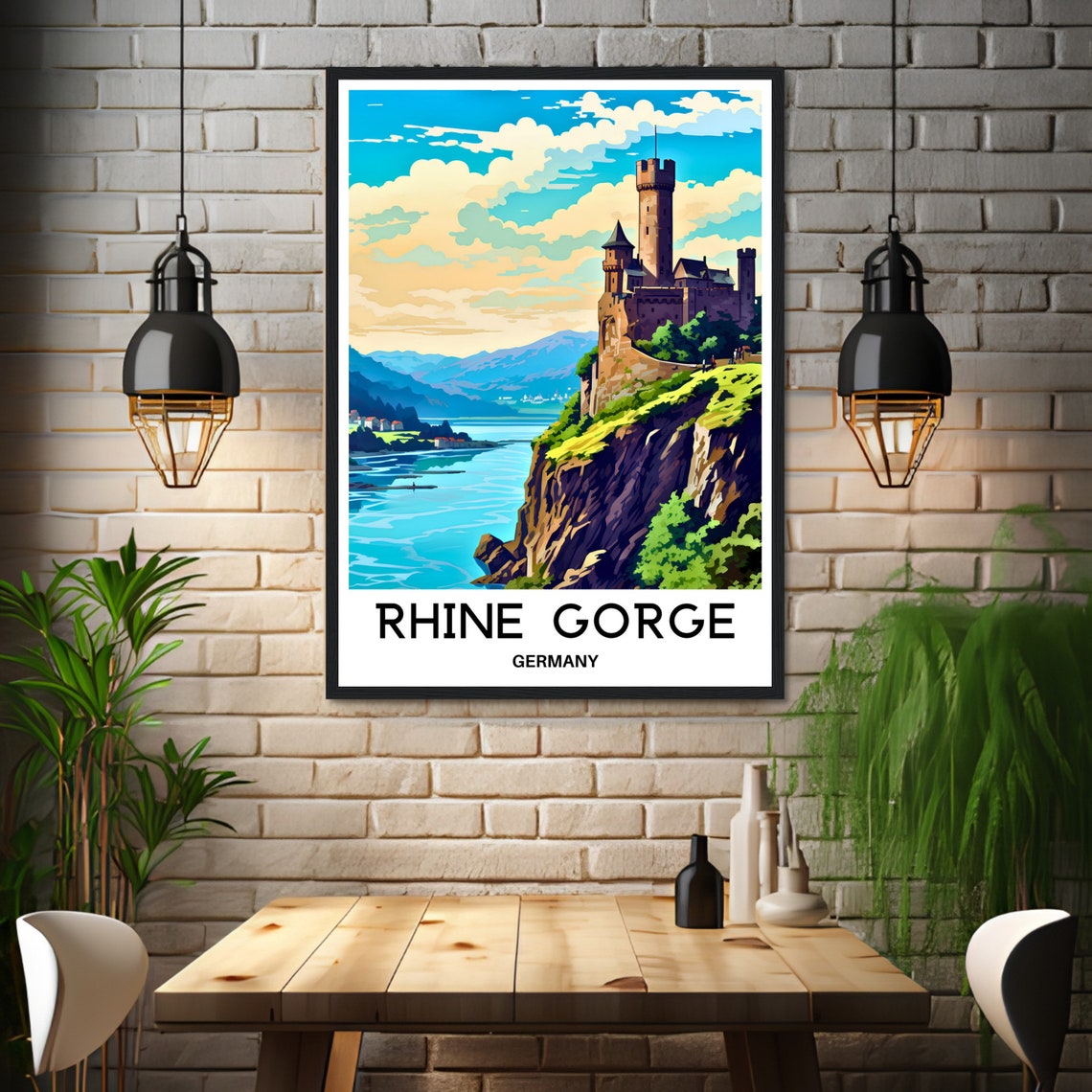 Rhine Gorge Castle Above River Germany Valley Romantic Poster - Image 3