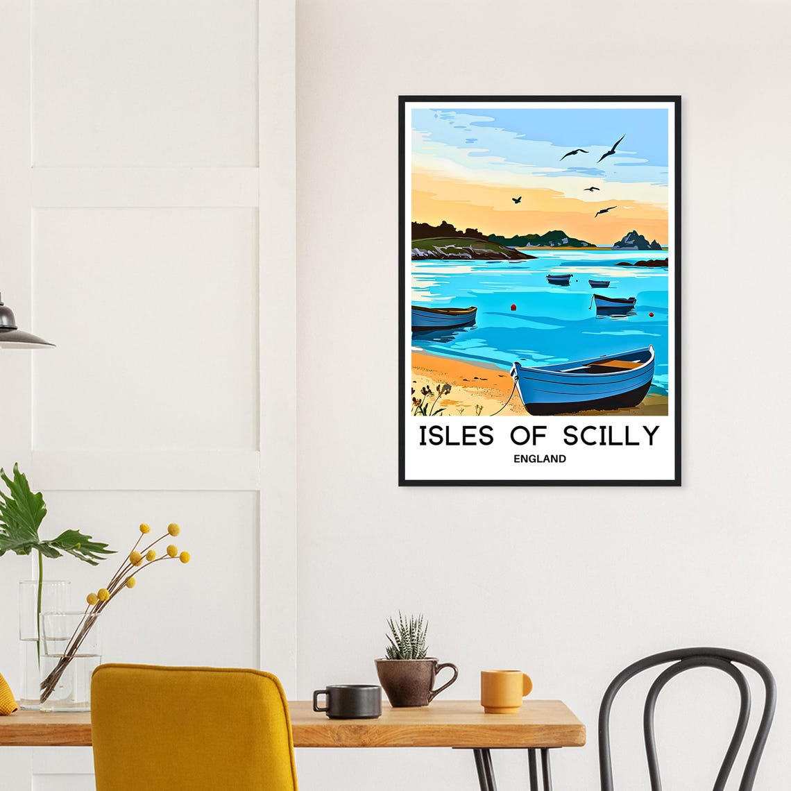 Isles of Scilly England Beach Boats Seagulls Coastal Travel Poster - Image 3