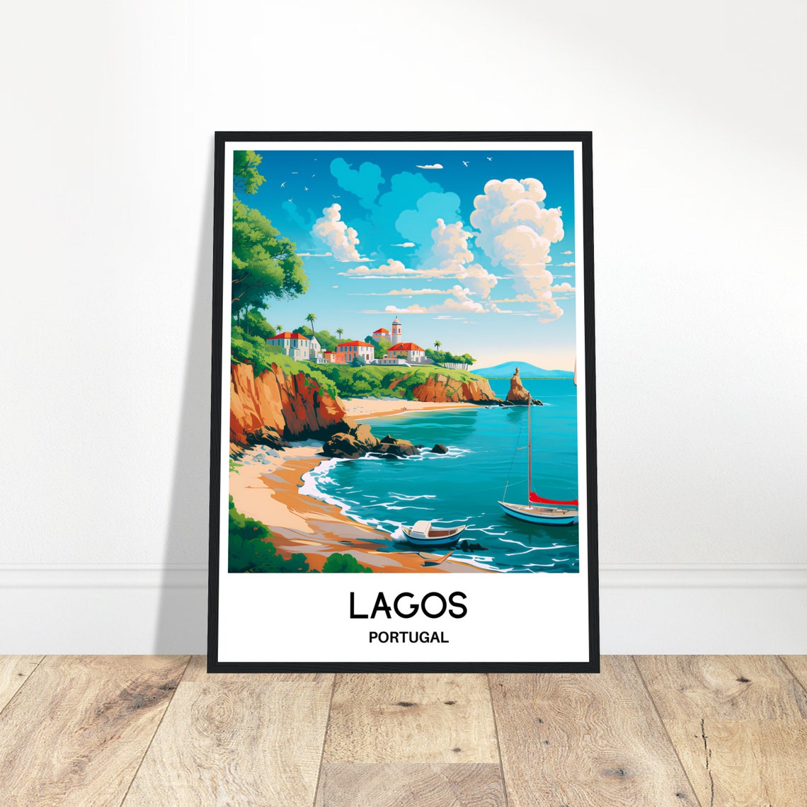 Lagos Travel Print Lagos Poster Portuguese Art Print Portugal Lover Gift Wall Hanging Art Home Office Decor Lagos City Illustration