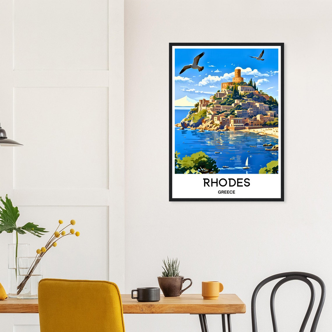 Rhodes Travel Poster Rhodes Travel Print Rhodes Island Print Rhodes Greece Print Rhodes Travel Gift Rhodes Art Print Rhodes Wall Print - Image 3