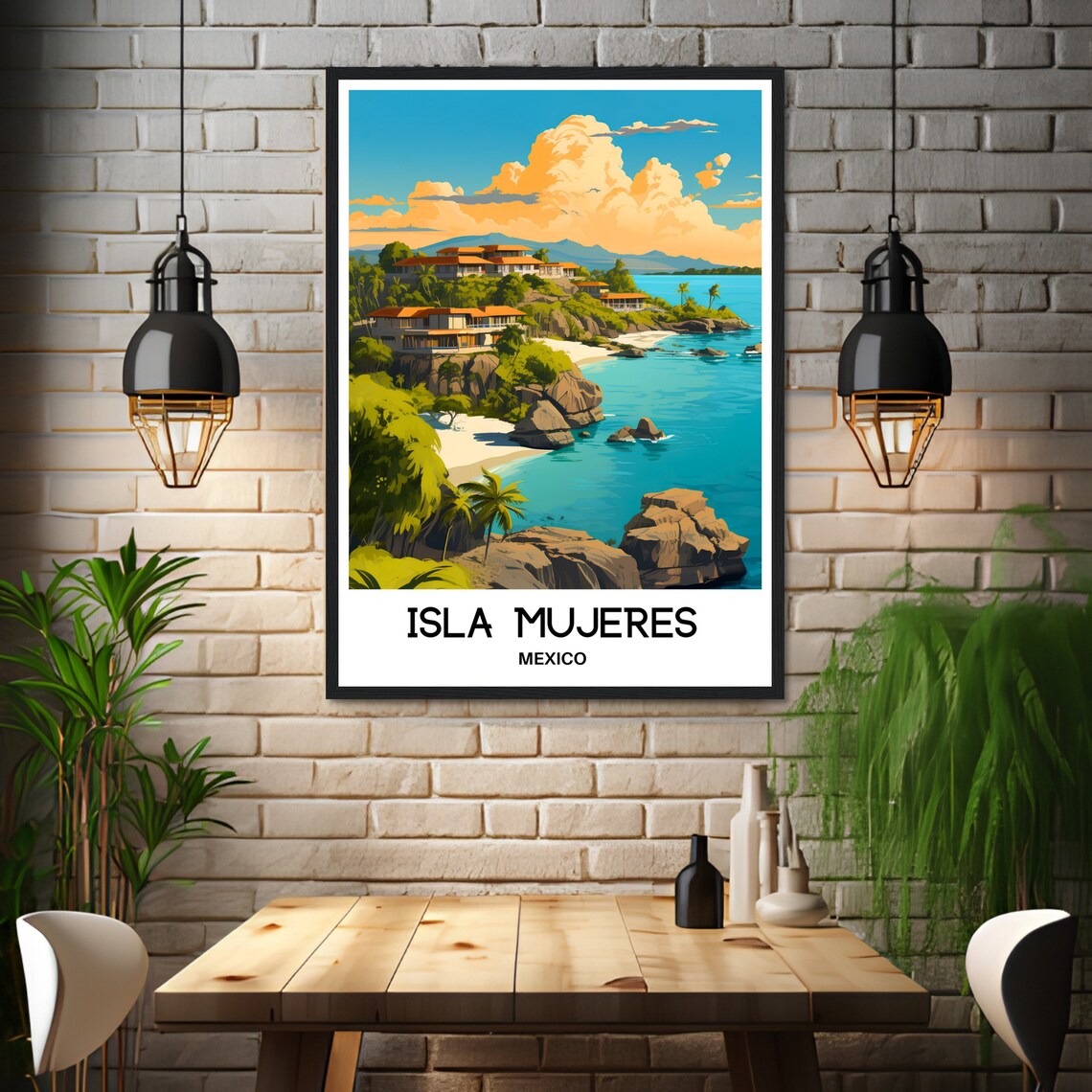 Isla Mujeres Mexico Rocky Coastline Cove Beach Travel Poster - Image 3