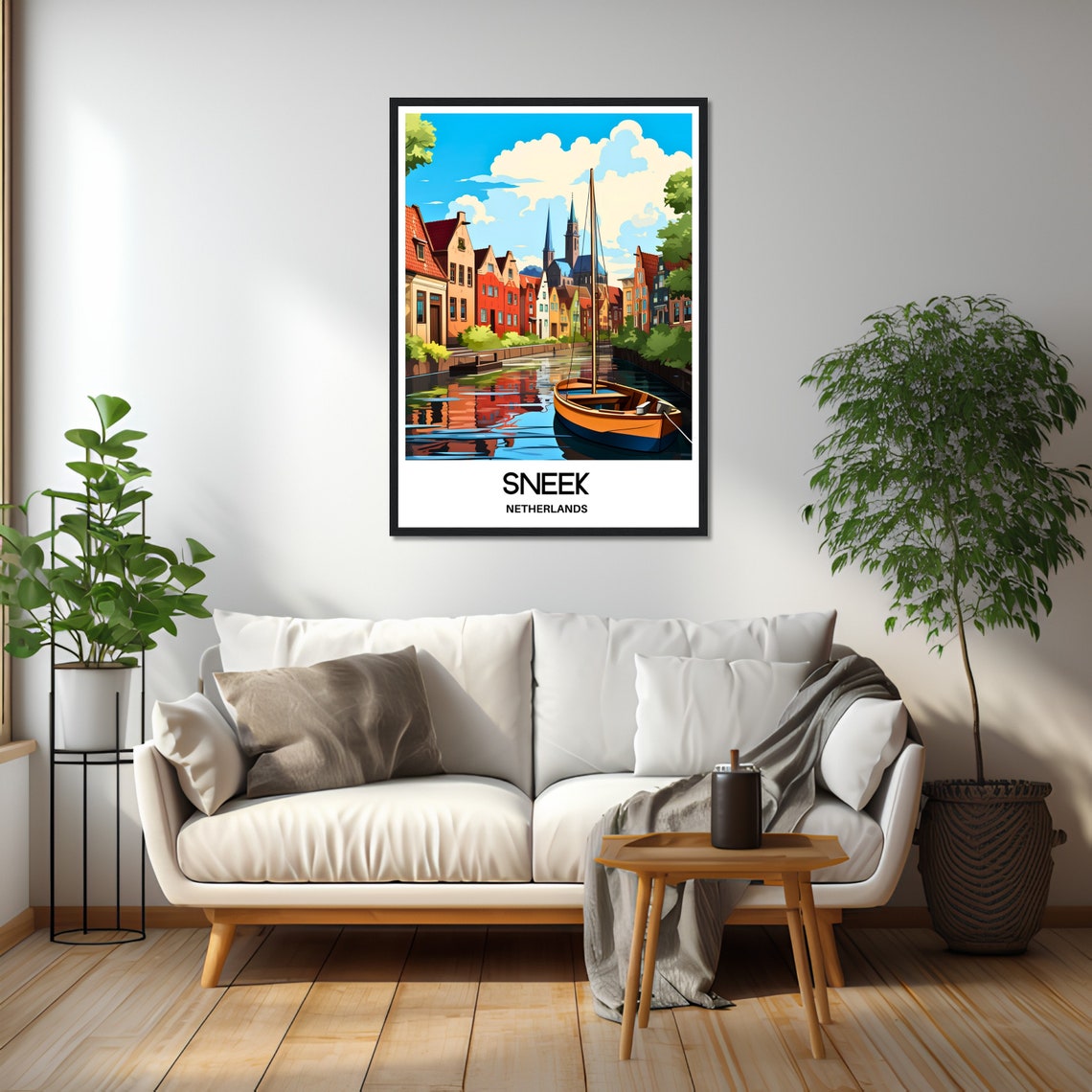 Sneek Netherlands Canal Town Boat Harbor Scene Travel Poster - Image 2