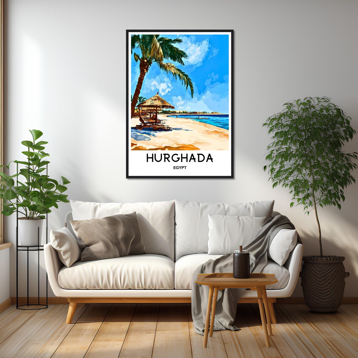 Hurghada Egypt Red Sea Beach Palm Umbrella Resort Travel Poster - Image 2