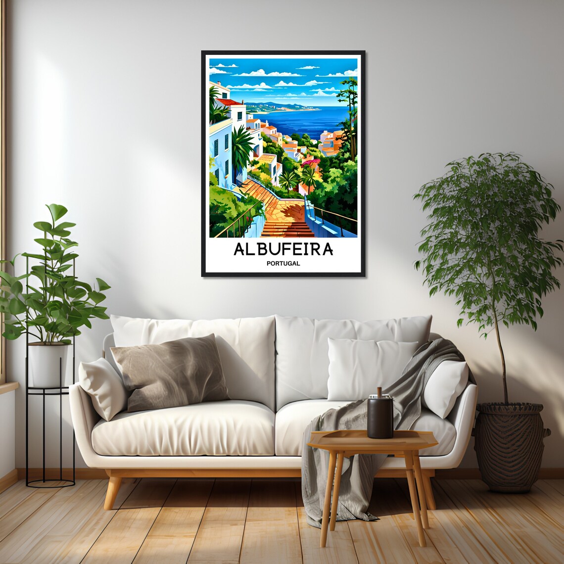 Albufeira Portugal Stairway Down to the Sea View Travel Poster - Image 2