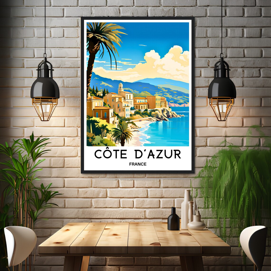 Cote d'Azur France French Riviera Coastline Town Travel Art Poster - Image 2
