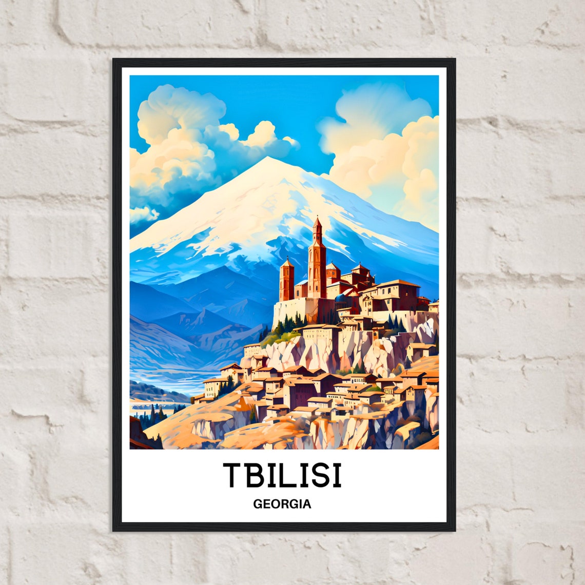 Tbilisi Georgia Old Town Climbing Below a Snowy Mountain Poster - Image 2