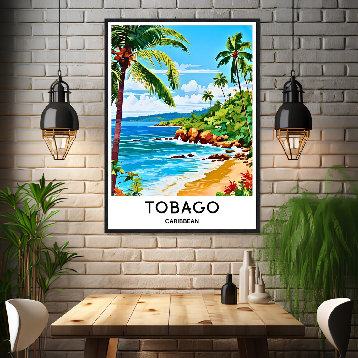 Tobago Caribbean Island Palm Beach Vintage Travel Wall Decor Poster - Image 3