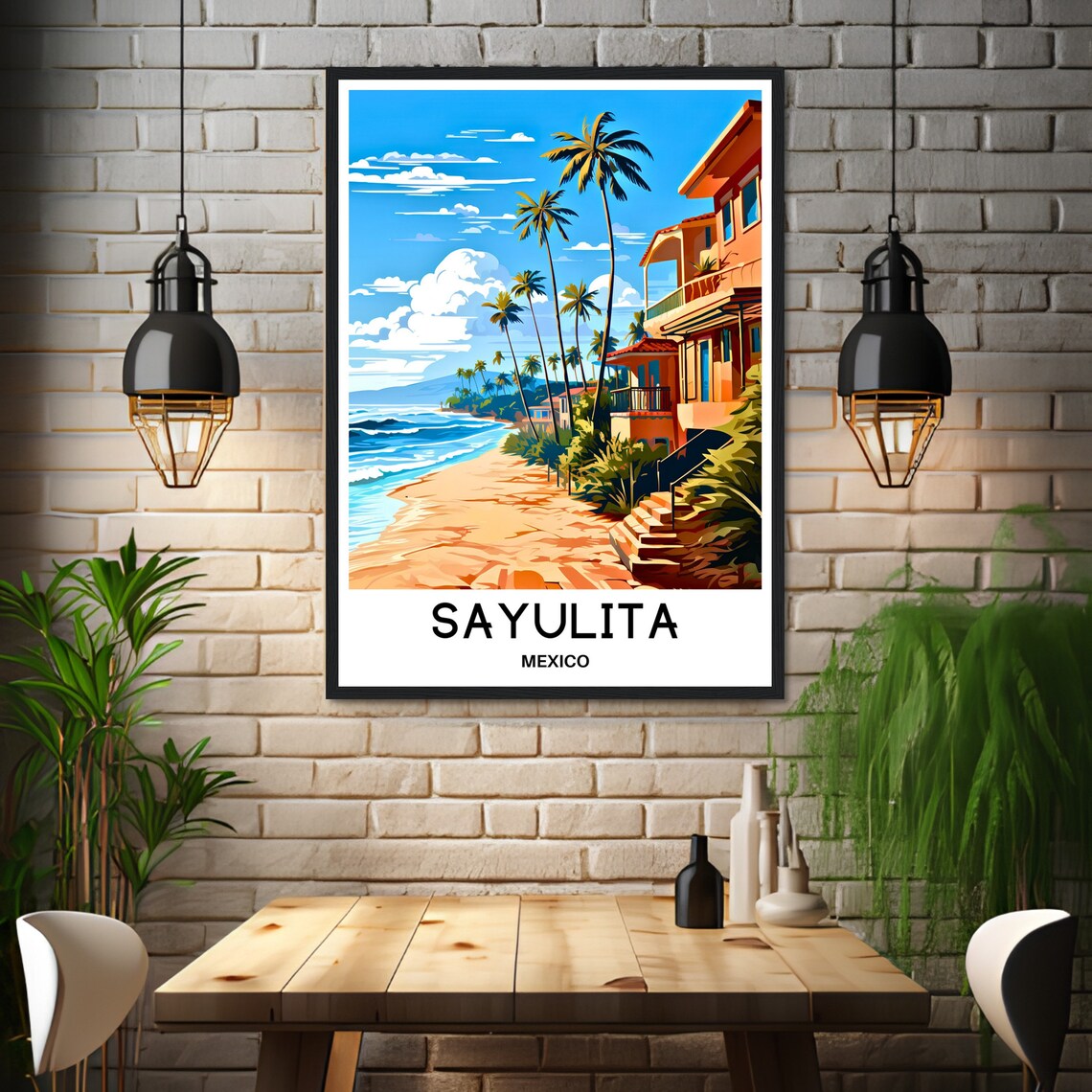 Sayulita Travel Print Sayulita Poster Mexican Art Print Mexico Lover Gift Wall Hanging Sayulita Town Illustration Home Office Decor - Image 3