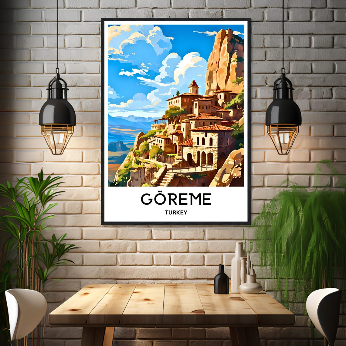 Goreme Turkey Cappadocia Cliffside Village Valley View Poster - Image 3