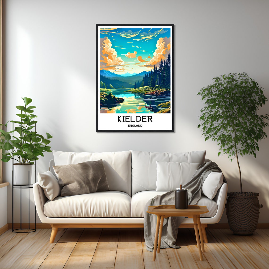 Kielder England Water Reservoir Pine Forest Canoe Dramatic Sky Poster - Image 3