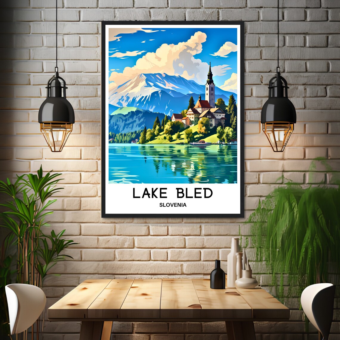 Lake Bled Island Church Julian Alps Slovenia Alpine Travel Poster - Image 3