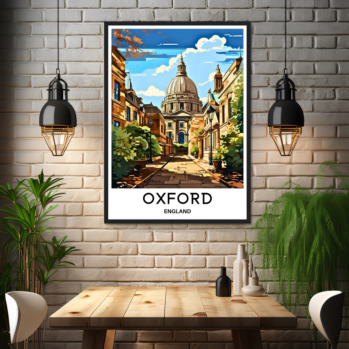 Oxford Radcliffe Camera Dome Leafy College Lane England Travel Poster - Image 3