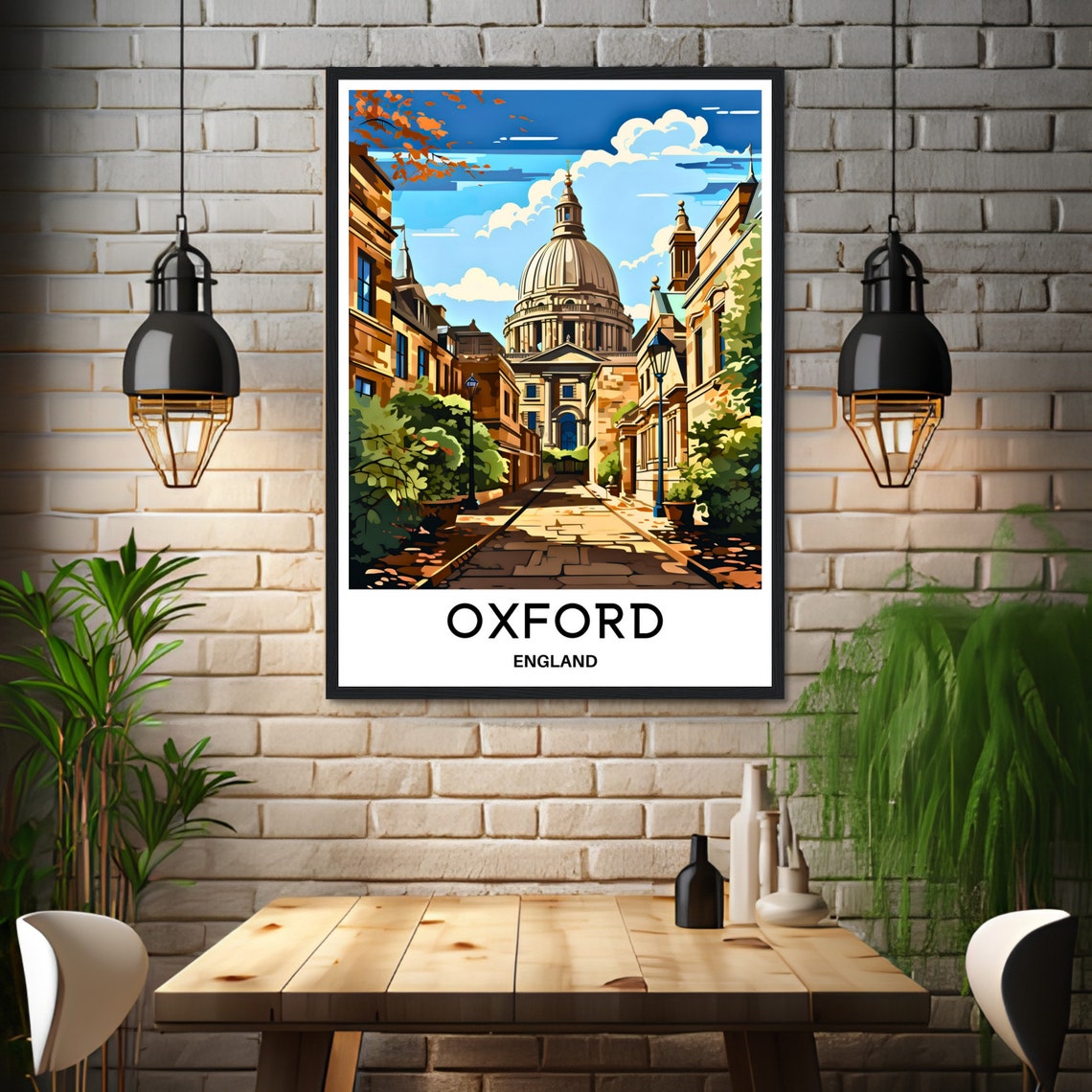 Oxford Travel Print Oxford Poster English Art Print England Lover Gift Wall Hanging Art Home Office Desk Decor Oxford City Illustration - Image 3
