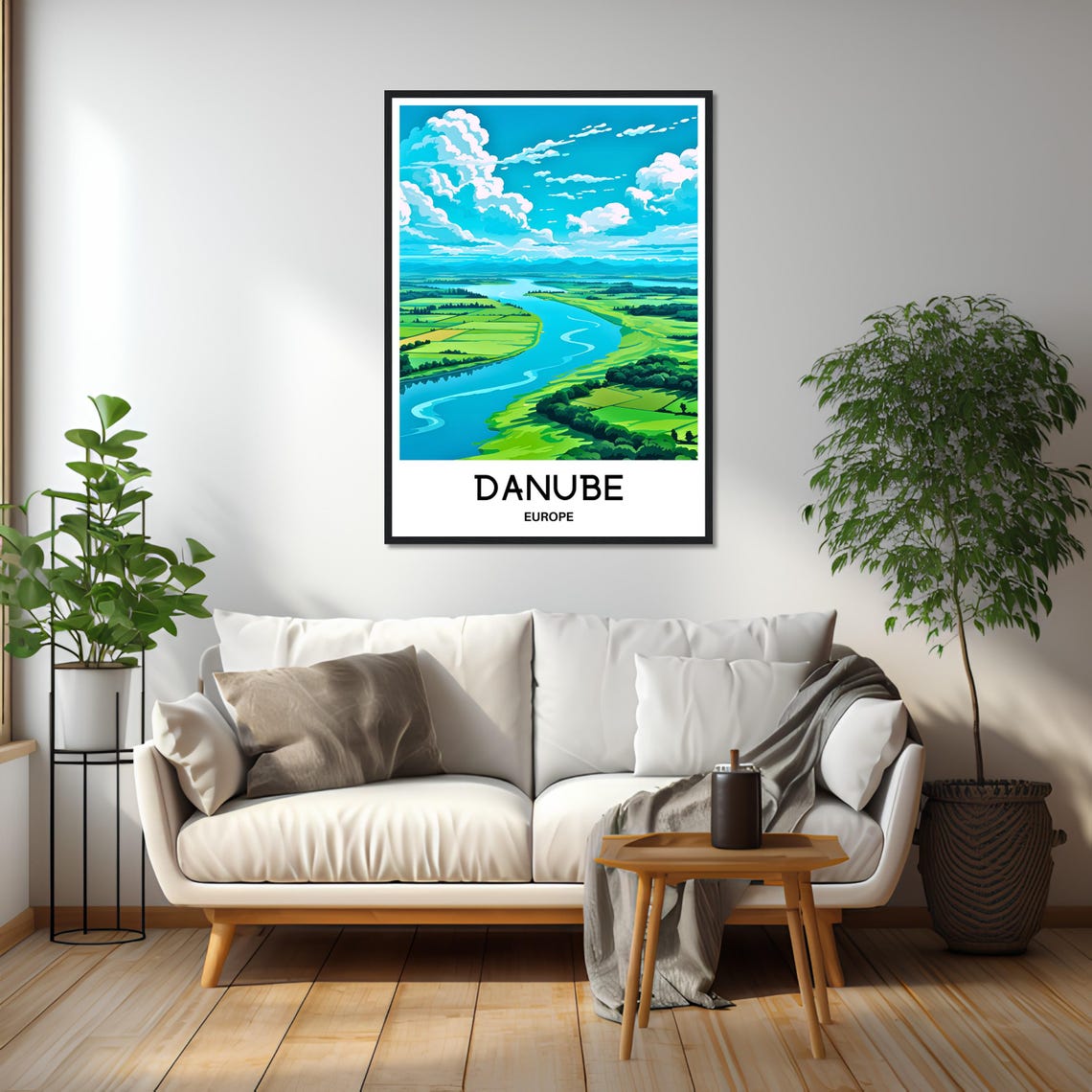 Danube River Winding Through Green Valley Europe Travel Poster - Image 2