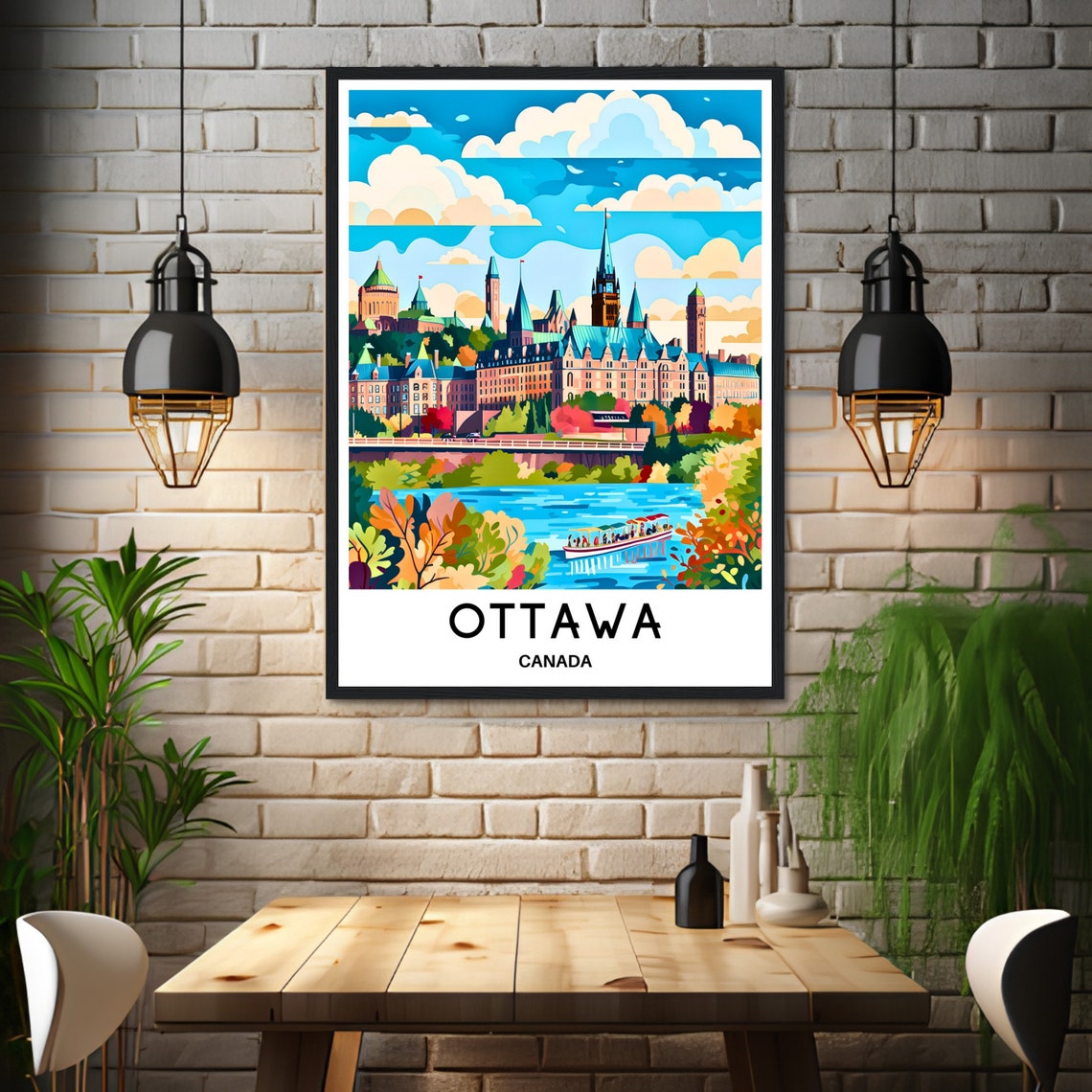 Ottawa Canada Parliament Hill Golden Autumn River Travel Poster - Image 3