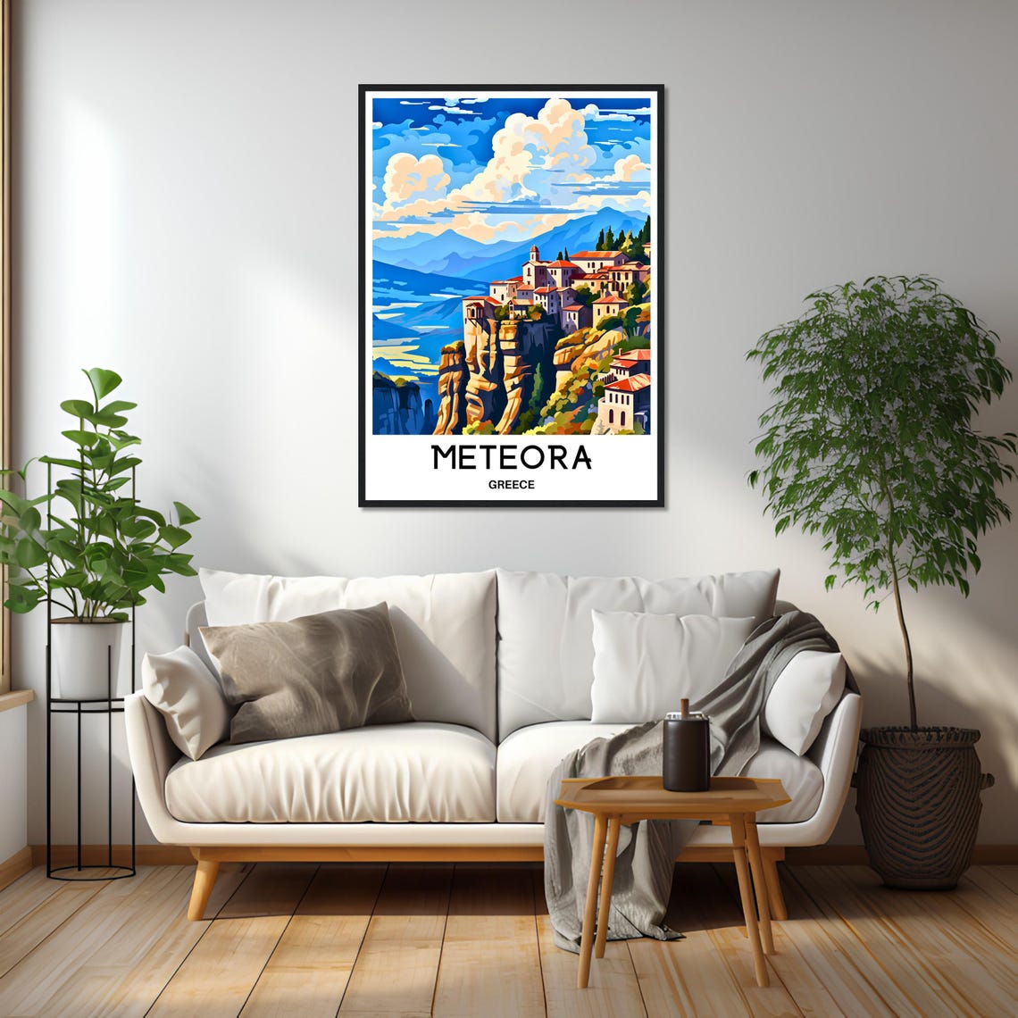 Meteora Greece Monasteries Atop Towering Rock Pillars Skyline Poster - Image 2