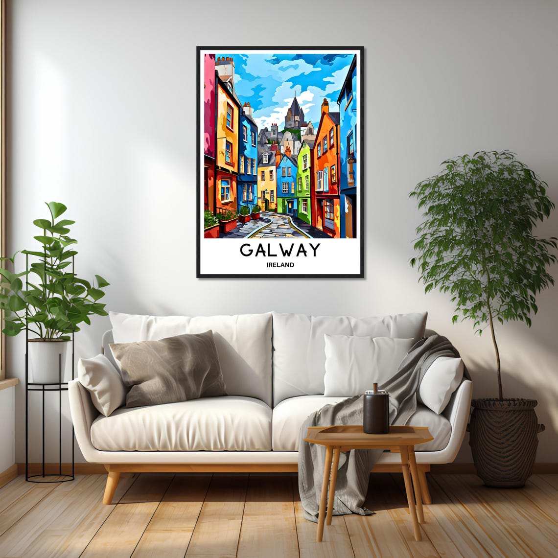 Galway Colorful Street with Medieval Spire in Ireland Poster - Image 2