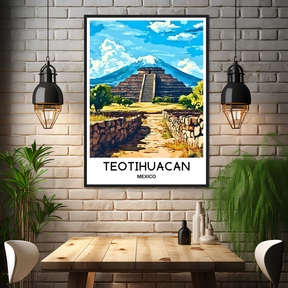 Teotihuacan Pyramid of the Moon Ancient Ruins Mexico Travel Poster - Image 3