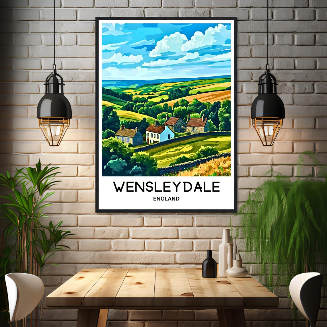Wensleydale Yorkshire Dales Rolling Hills Countryside Travel Poster - Image 3