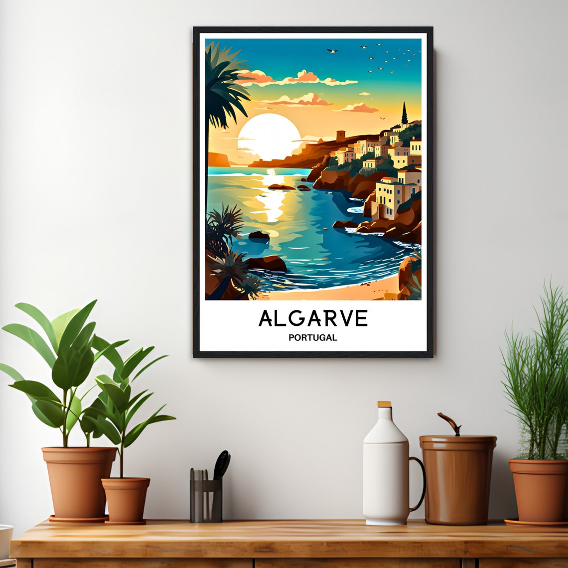 Algarve Travel Poster Algarve Travel Print Algarve Art Print Algarve Travel Gift Algarve Wall Decor Algarve Painting Algarve Portugal Art - Image 3