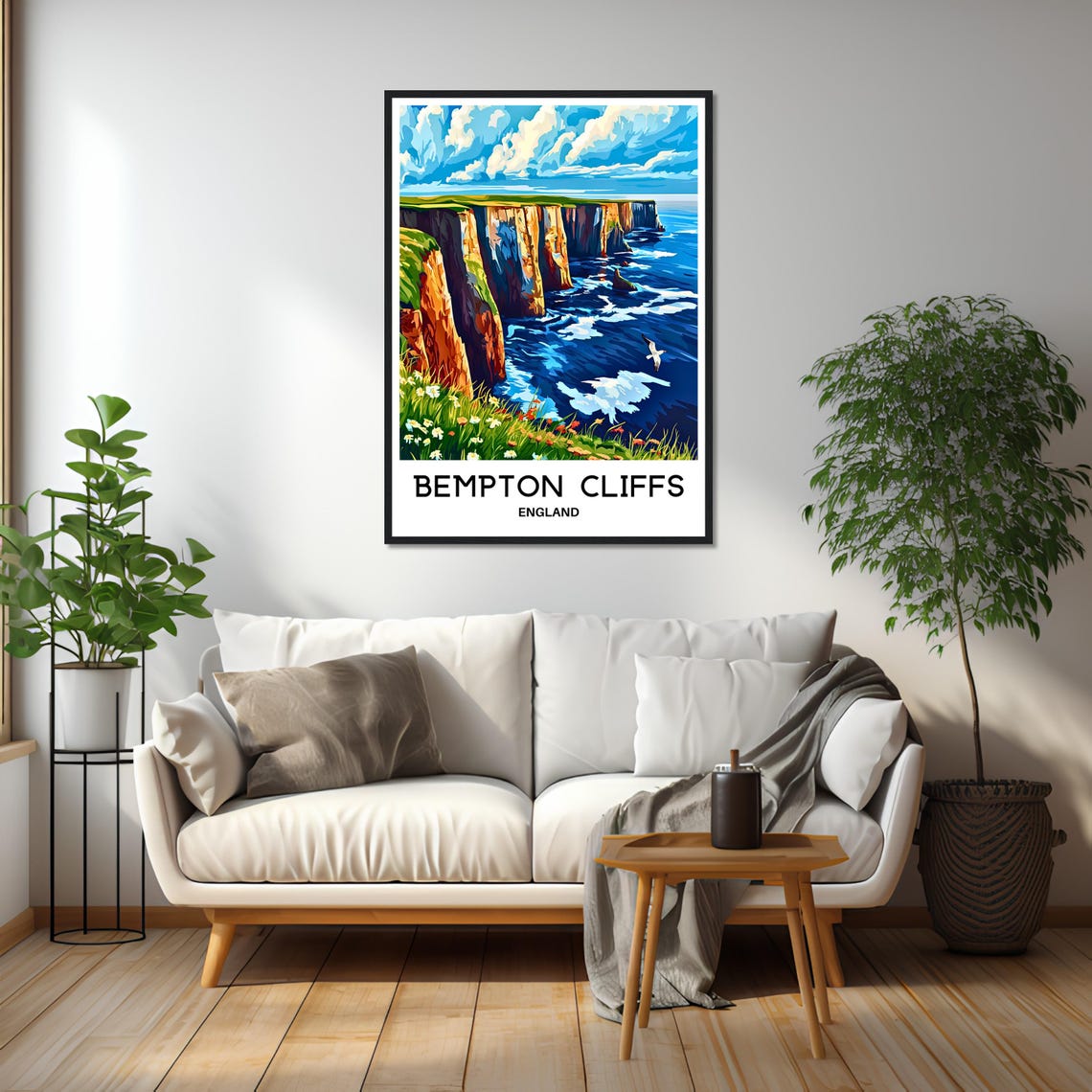 Bempton Cliffs England Chalk Sea Cliffs Seabirds Waves Travel Poster - Image 2