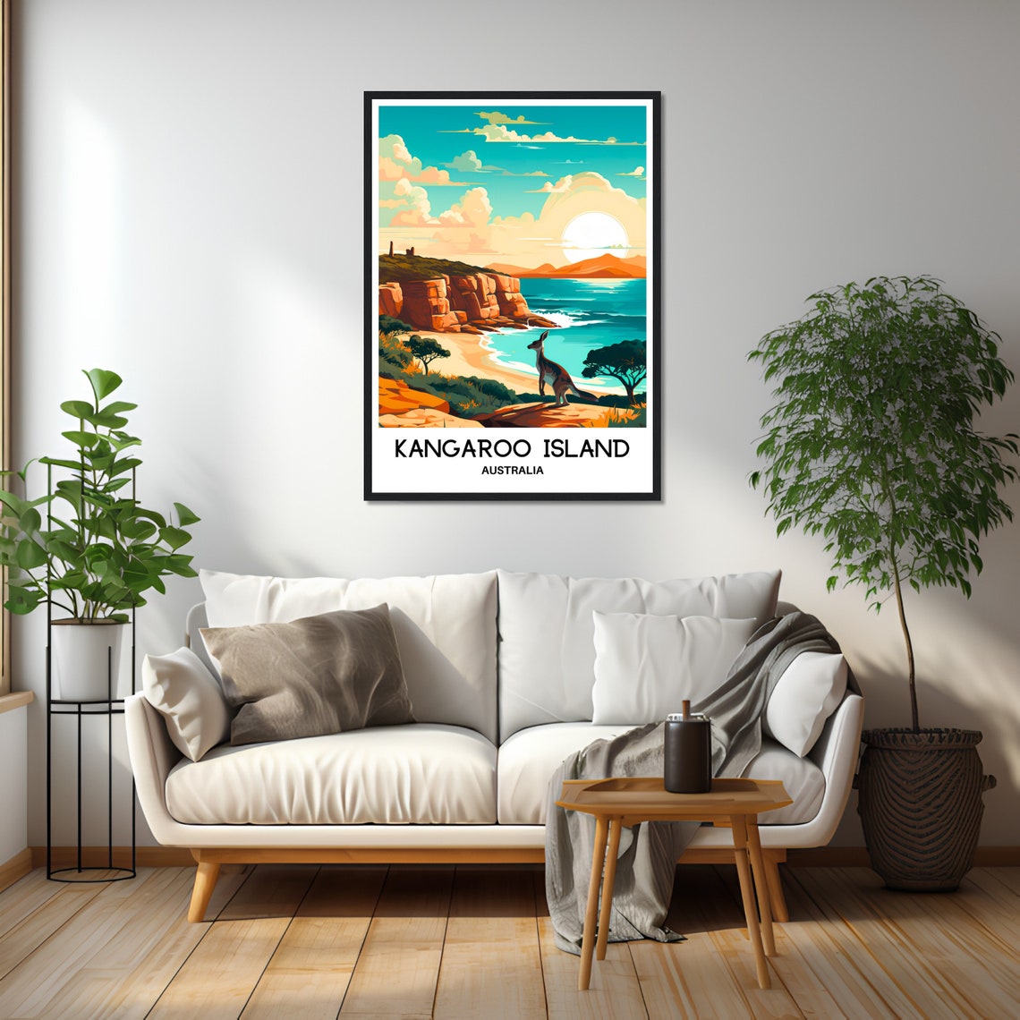 Kangaroo Island Australia Sunset with Kangaroo on Cliffs Poster - Image 2