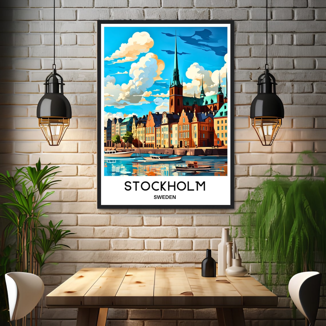 Stockholm Gamla Stan Waterfront Church Spires Sweden Travel Poster - Image 3