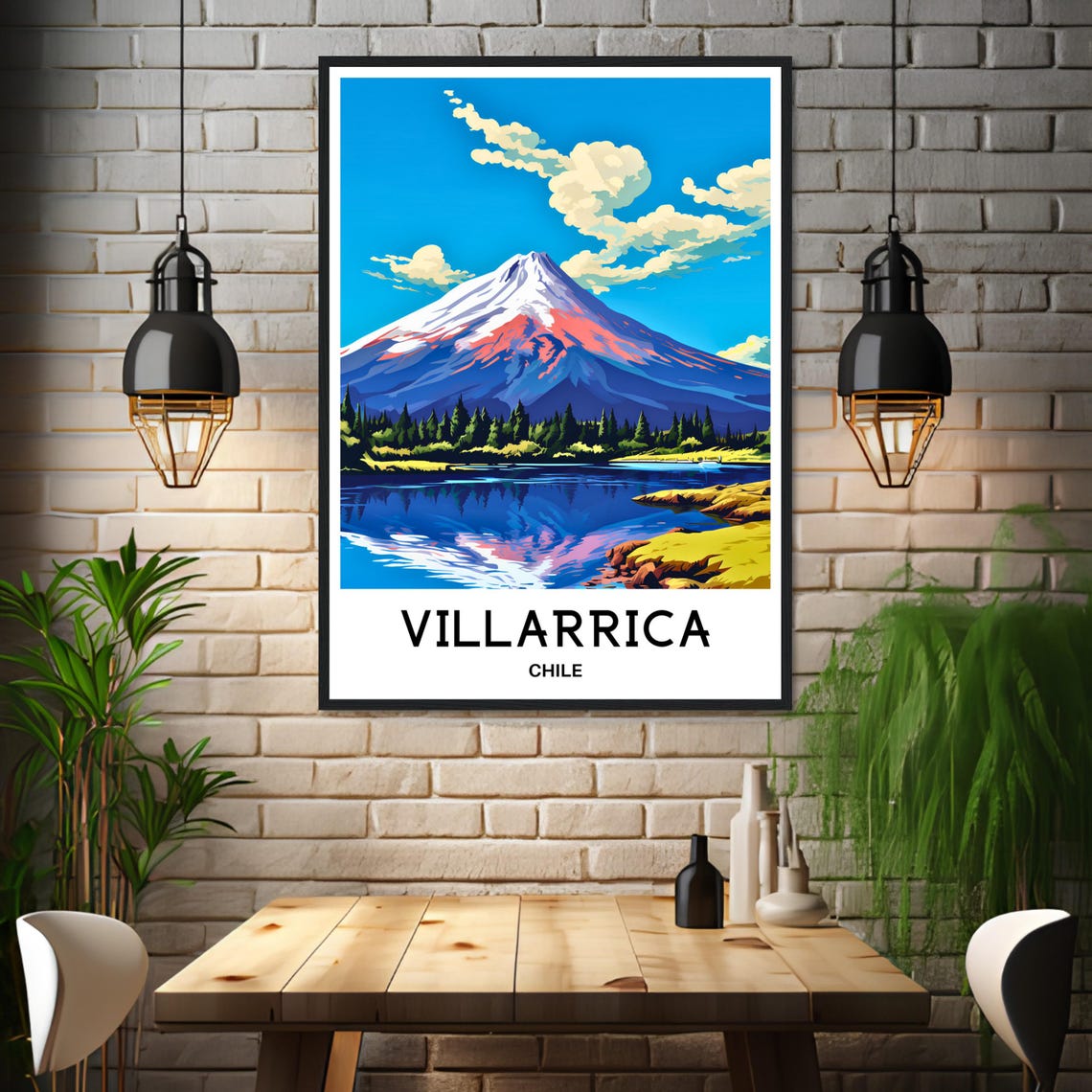 Villarrica Travel Print Villarrica Poster Chilean Art Print Chile Lover Gift Wall Hanging Art Villarrica Illustration Home Decor - Image 3