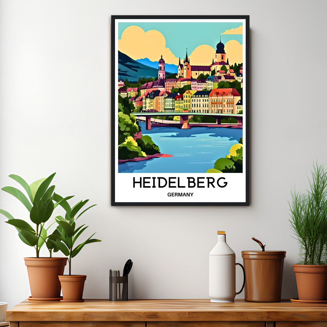 Heidelberg Germany River City Old Town Colorful Travel Poster - Image 3