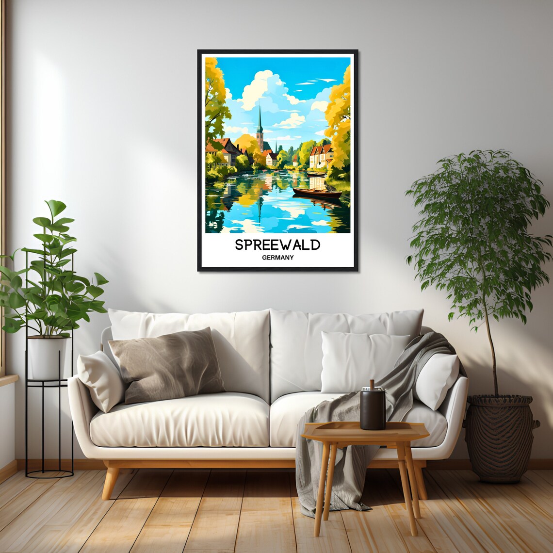 Spreewald Germany Autumn River Town Church and Boats Travel Poster - Image 2
