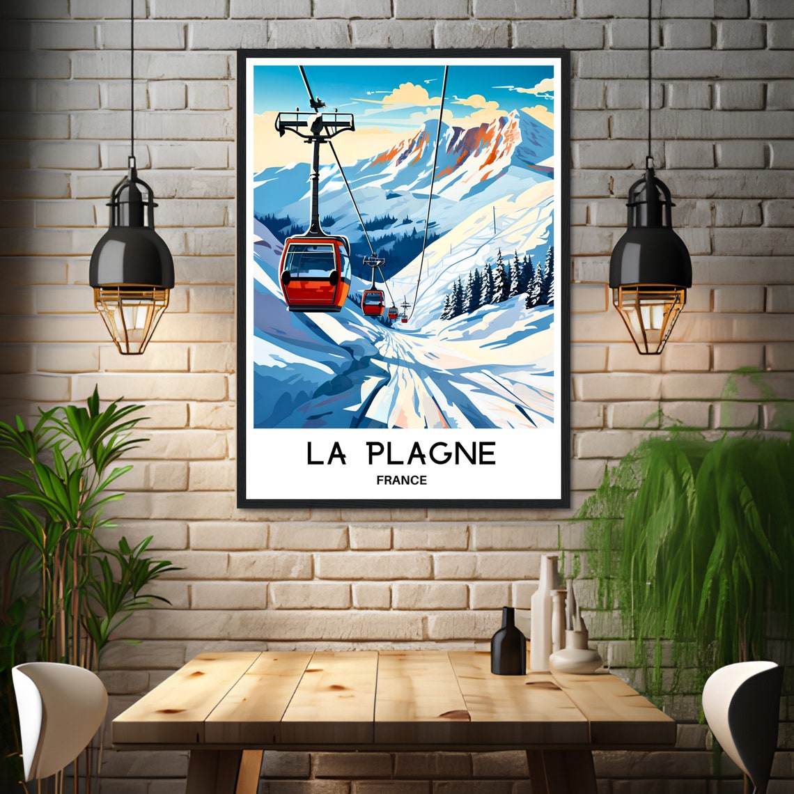 La Plagne Travel Print La Plagne Poster French Art Print France Lover Gift Wall Hanging Art Home Office Decor La Plagne Illustration - Image 3