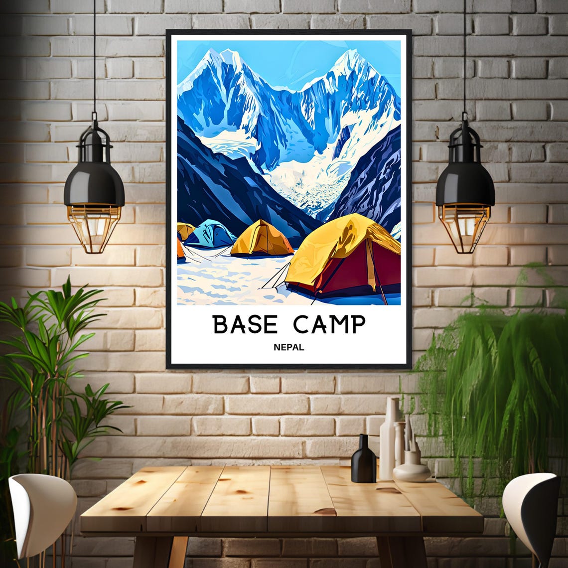 Nepal Base Camp Tents Snowy Himalayan Peaks Travel Wall Poster - Image 3