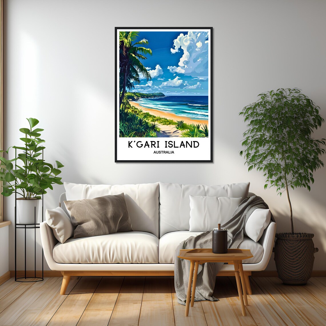 K'Gari Island Australia Tropical Palm Beach Island Travel Poster - Image 2