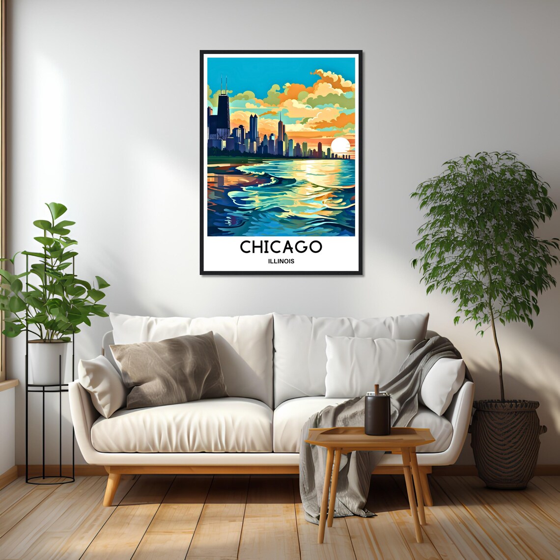 Chicago Travel Poster Chicago Travel Print Chicago Art Print Chicago Wall Art Chicago Travel Gift Chicago Illinois Print Chicago Lover Gift - Image 3