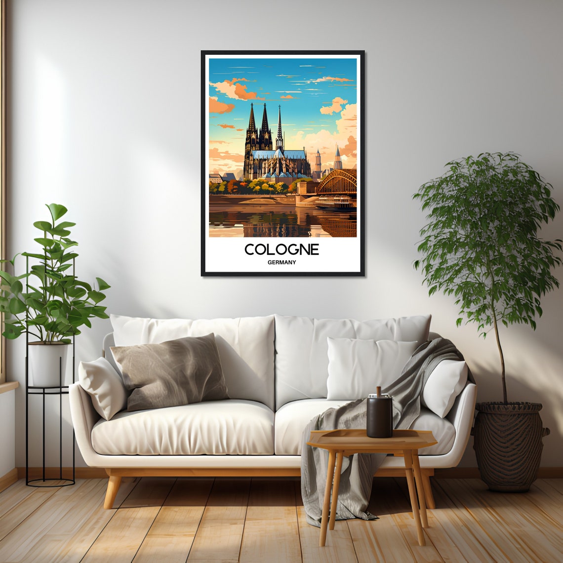 Cologne Germany Cathedral and Rhine Sunset Skyline Travel Poster - Image 2
