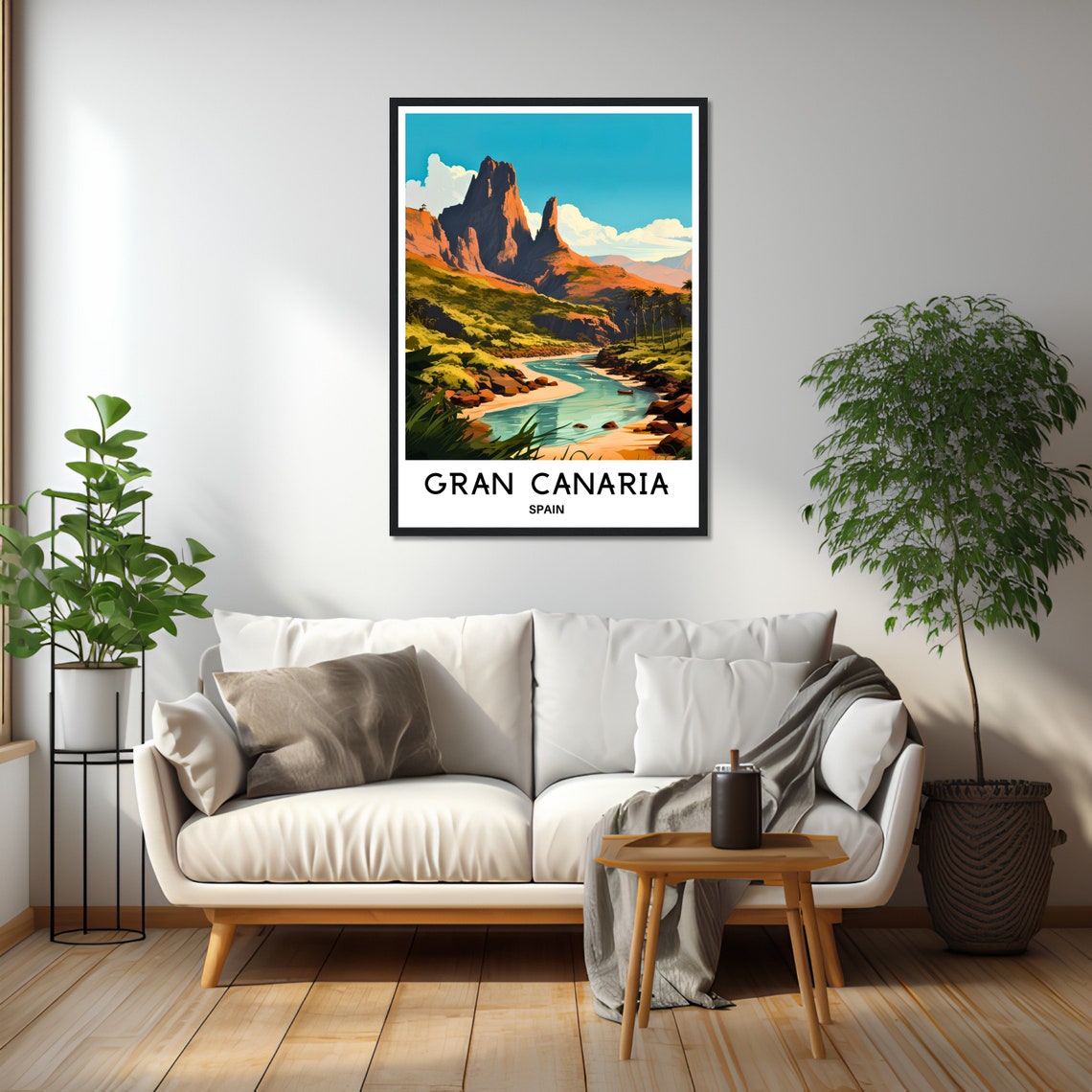 Gran Canaria Spain Dramatic Volcanic Mountain Coast Travel Poster - Image 2