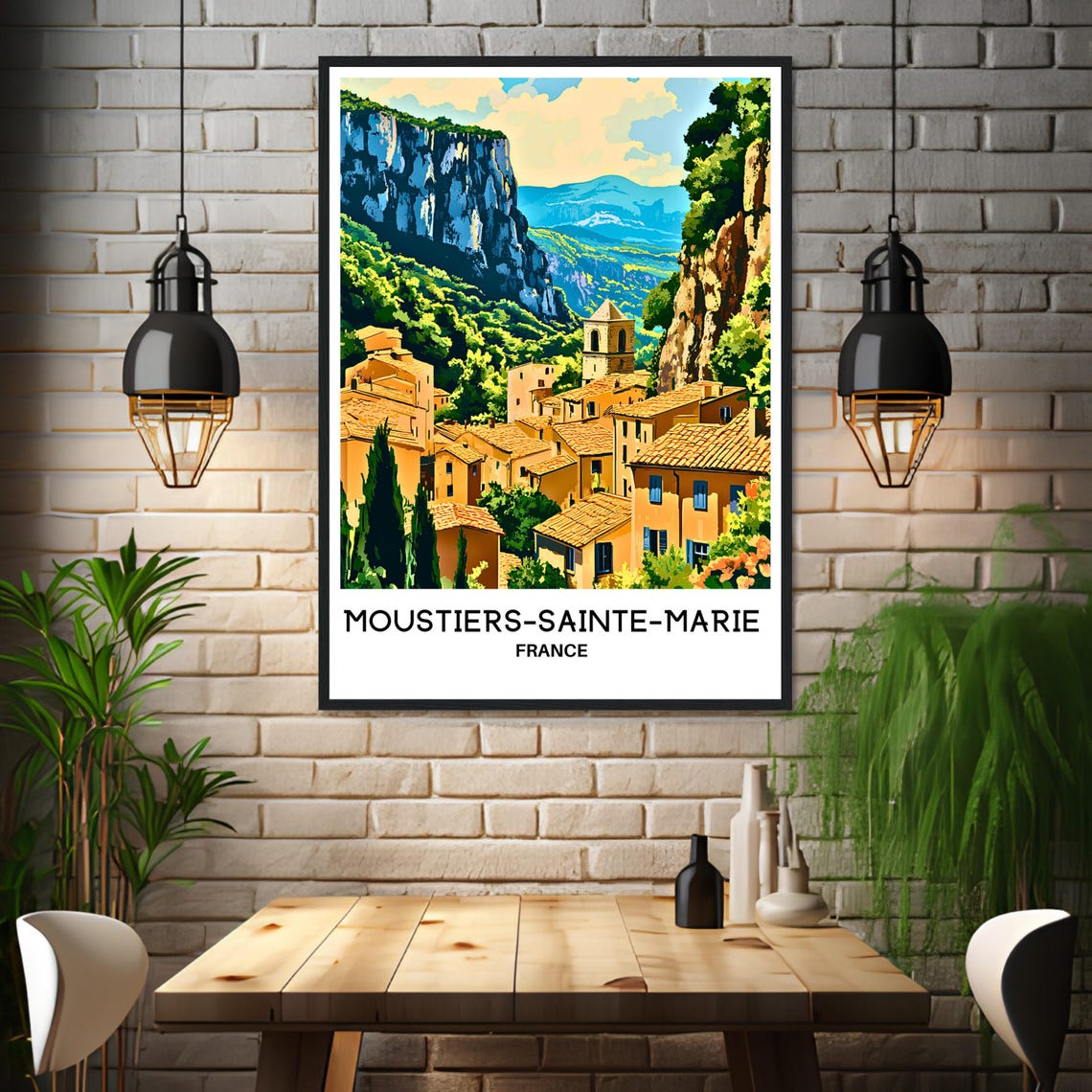Moustiers Sainte Marie Travel Print Poster French Art Print France Lover Gift Wall Hanging Art Illustration Home Office Desk Decor - Image 3