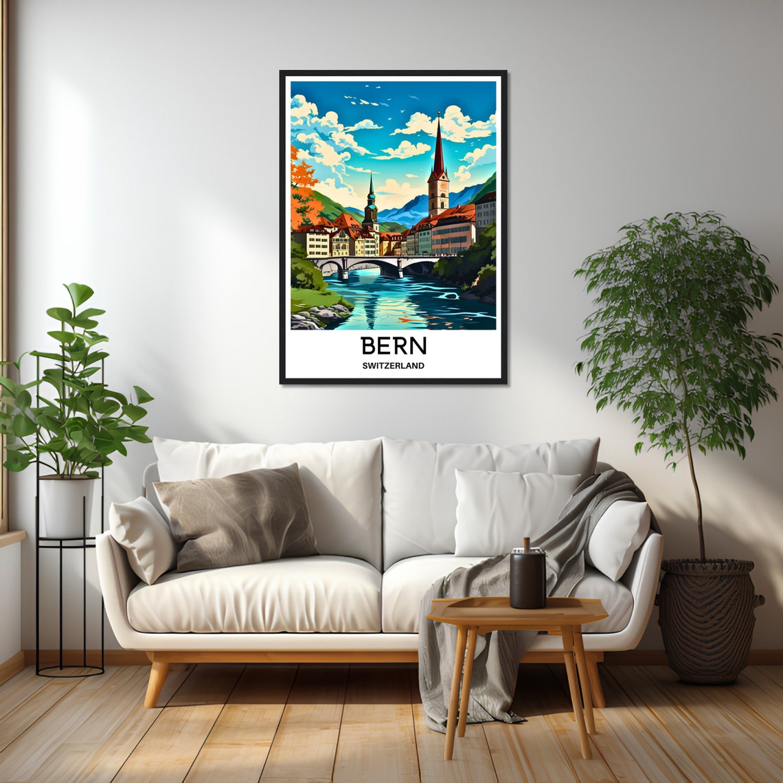 Bern Switzerland Old Town River Bridge Alpine View Travel Poster - Image 2