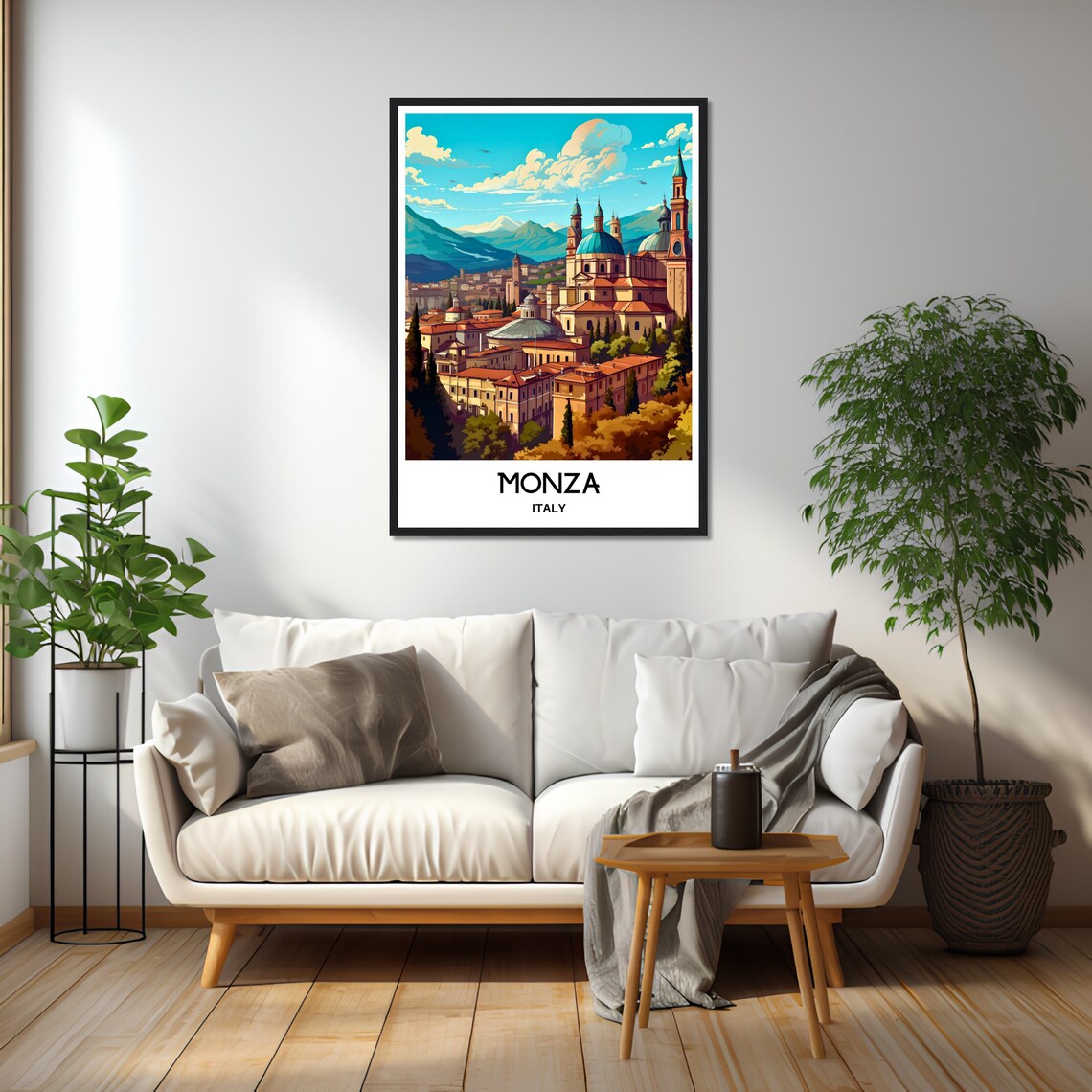 Monza Italy Duomo Cathedral Old Town Skyline View Travel Poster - Image 2