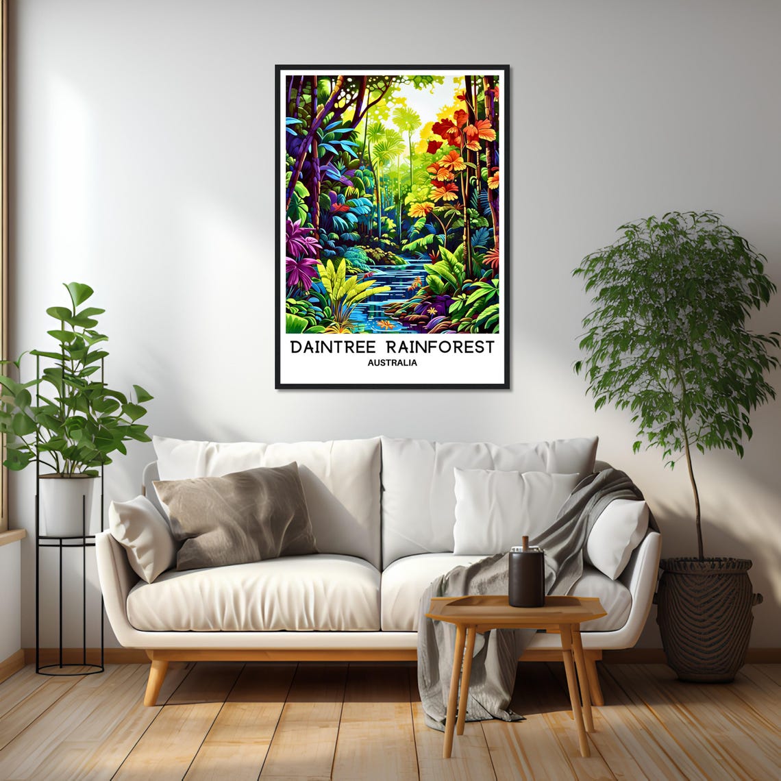 Daintree Rainforest Jungle Creek in Colorful Illustration Poster - Image 2
