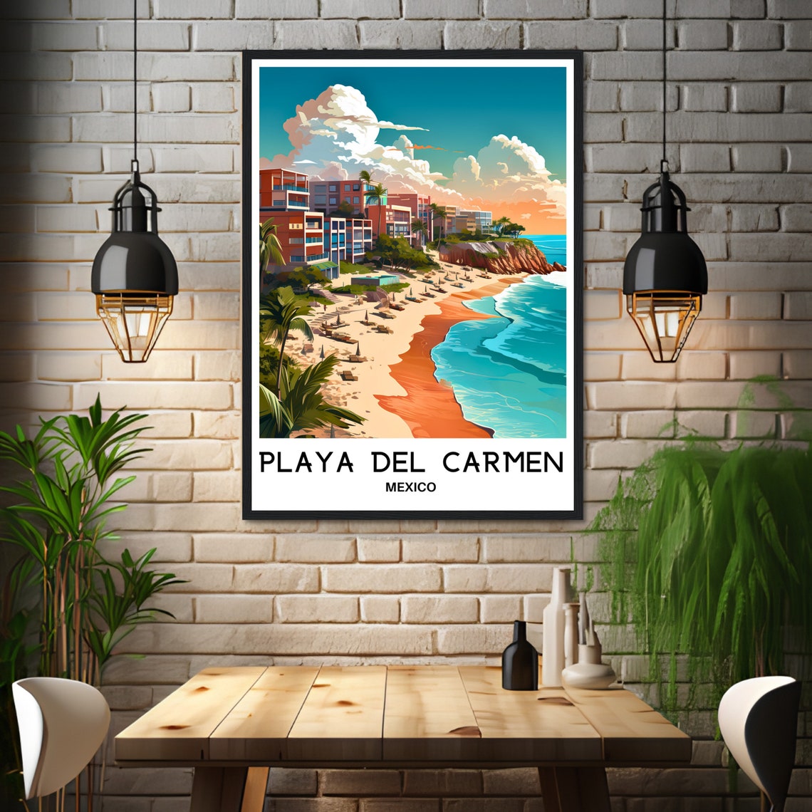 Playa Del Carmen Mexico Beachfront Resort Caribbean Travel Poster - Image 3