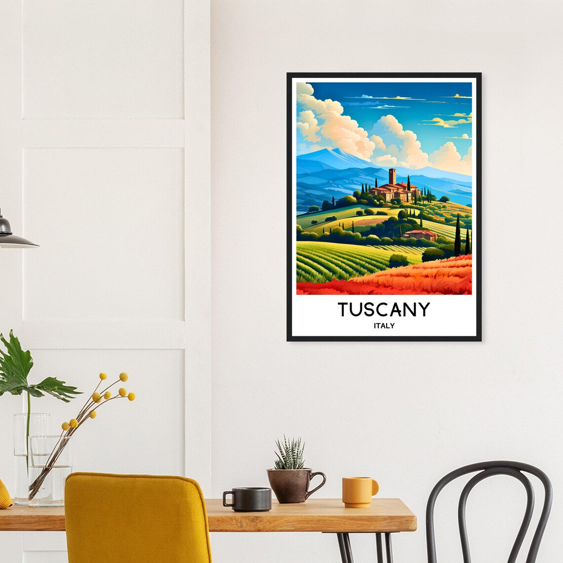 Tuscany Italy Cypress Hills Villa Vineyard Countryside Travel Poster - Image 3